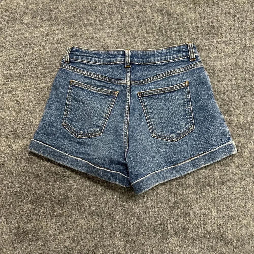 JustUSA Denim Shorts Womens Size M Blue Cuffed High Waist Stretch Casual JH600-A